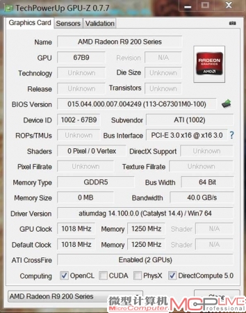 新版的GPU-Z也无法完全识别R9295X2的信息